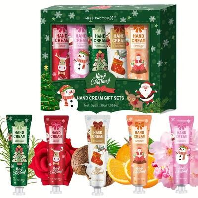 Uplift Essentials Christmas Hand Cream Gift Set 5 Pack Moisturizing Travel Size Christmas Hand Cream Gift Set 5 Pack Moisturizing Travel Size