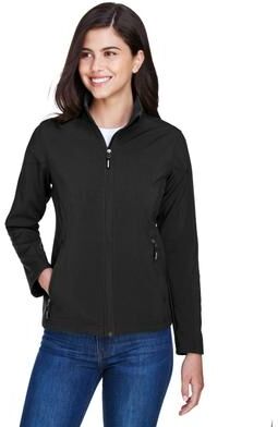 CORE365 78184 Women's Cruise Two-Layer Fleece Bonded Soft Shell Jacket in Black size Medium