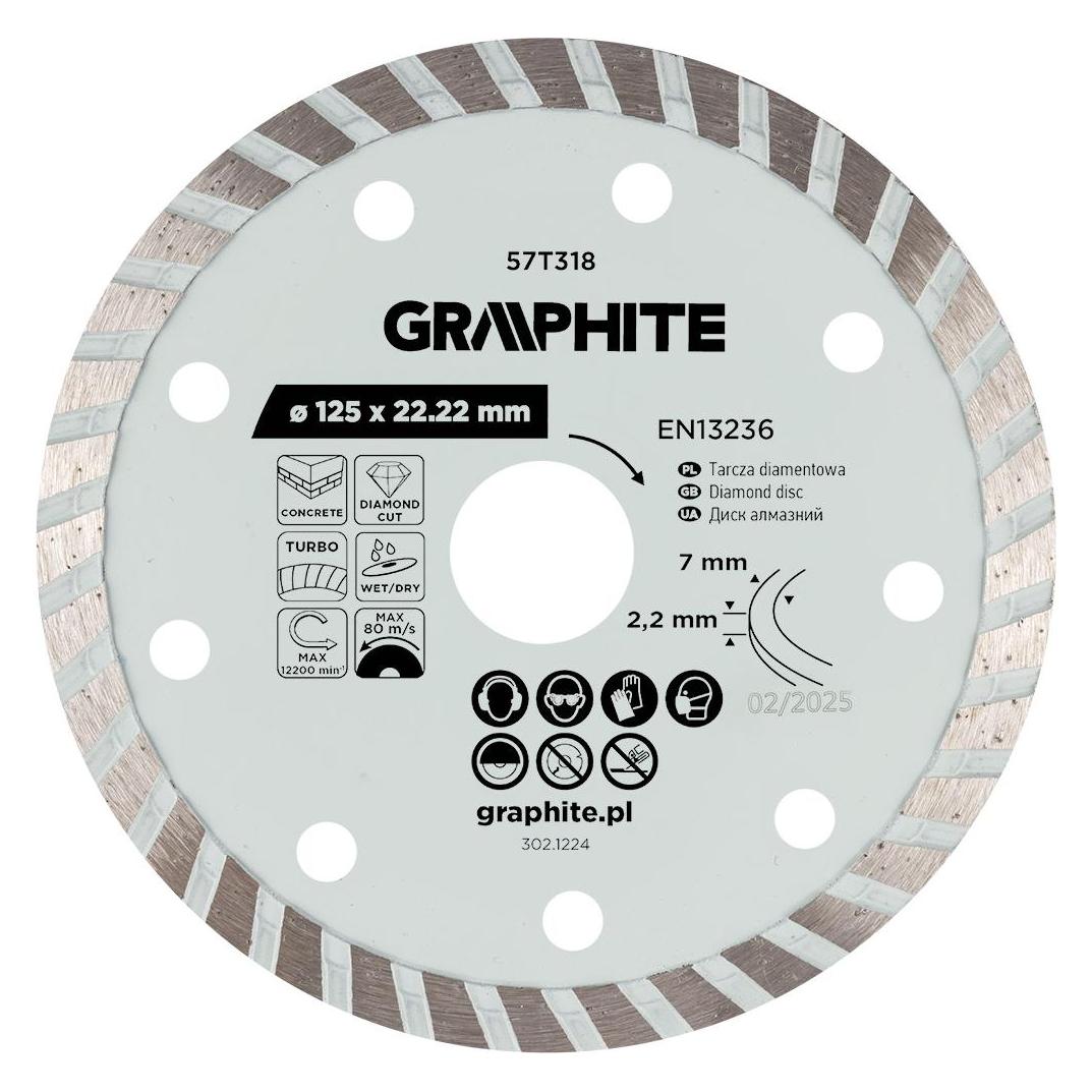 Graphite Turbo-Diamant-Trennscheibe, 125 x 22,22 mm, trocken und nass (60502412)