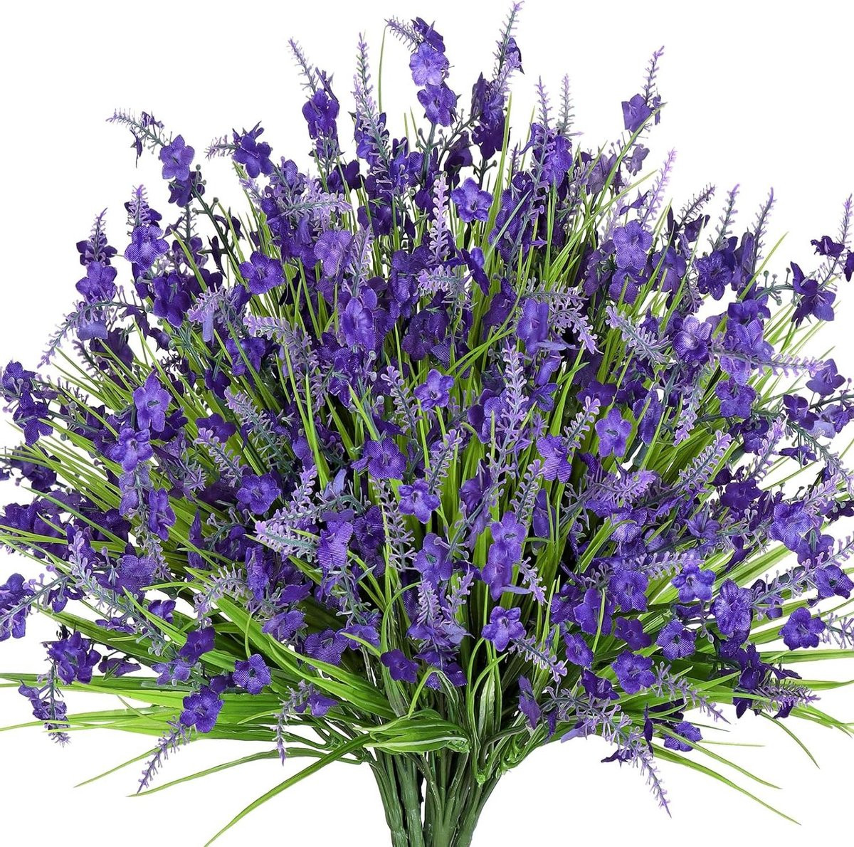 Set van 12 weerbestendige kunstbloemen bundels voor buiten decoratie, 40 cm, paars