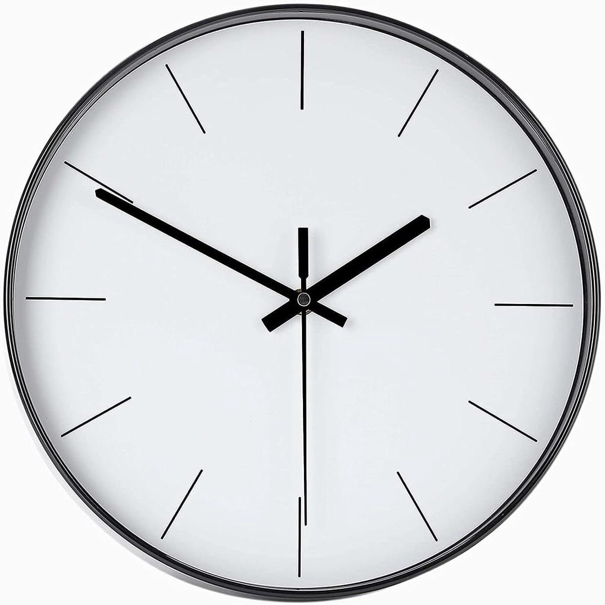 Merkloze moderne minimalistische analoge wandklok in wit - Diameter: 30 cm