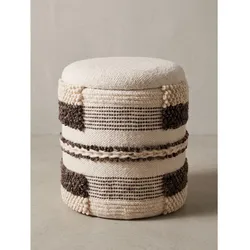 Sitzhocker Stoff mit Stauraum Beige-Braun Ø 40x45 cm - RHONE   Kadima