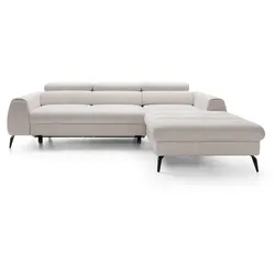 ECKSOFA NOTE Creme Chenille mit Schlaffunktion