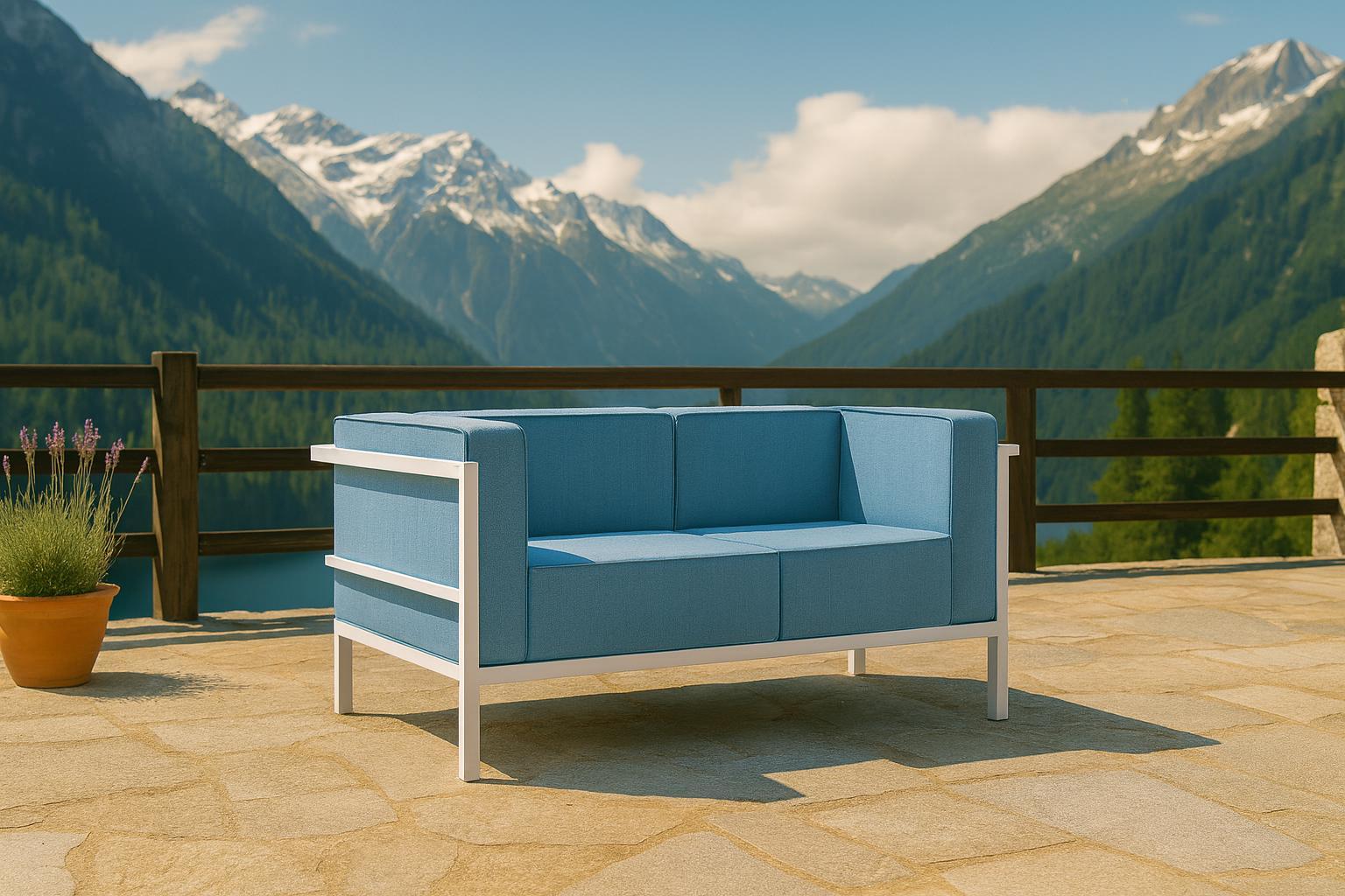 Zweisitzige Gartensofa Ibiza, geeignet für Terrasse und Garten, mit strapazierfähigem Outdoor-Bezug