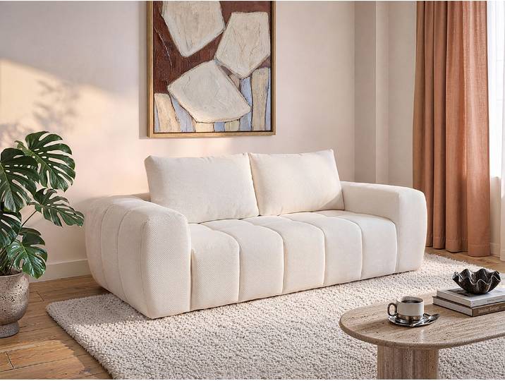 Sofa 3-Sitzer aus strukturiertem Stoff in Beige BENAFO