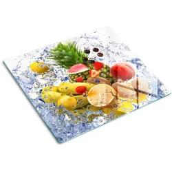 GLASPLATTE 60x52 cm Obst und Wasser