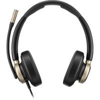 Poly Mission 825 kabelgebundenes Stereo-USB-Headset schwarz, USB Type-C und Type-A, PU-Leder-Ohrpolster (Oberflächenmaterial)