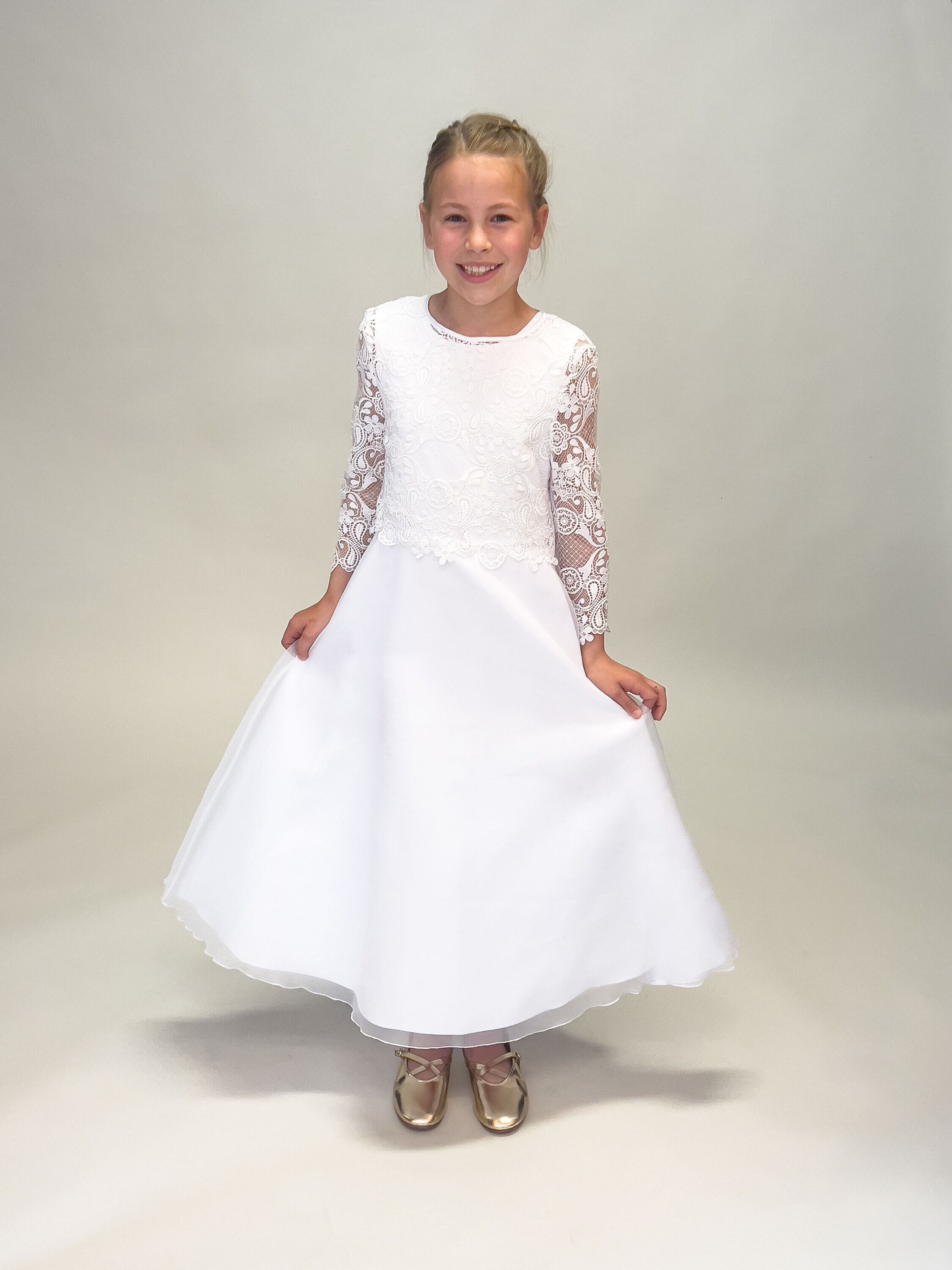 Partykleid DANAMADE "DANAMADE Dress Kommunionkleid", Mädchen, Gr. 134, EURO, weiß, Obermaterial: 100% Polyester. Futter: 100% Polyester, Kleider Partykleid