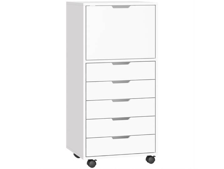 YWJ Commode de bureau à 5 tiroirs avec roulettes et armoire à fermeture douce support pour imprimante blanc