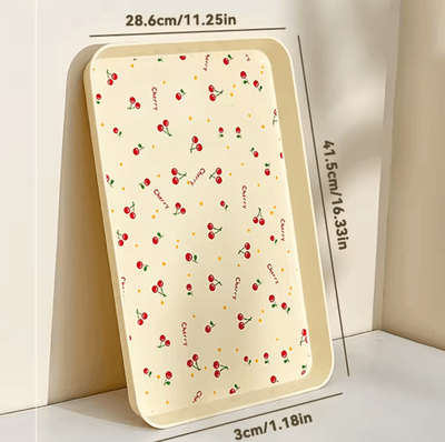 Inspire Picks WORTHBUY Cherry Pattern Serving Tray For Desserts, Jewelry & Home Organization yellow Xl