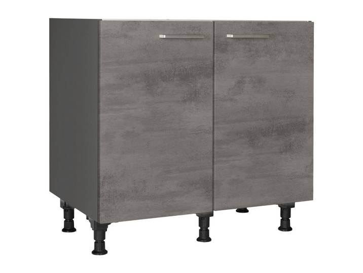 Spülenunterschrank, Grau, 90x87x56 cm, Metall, Einzeln Stellbar, Nobilia