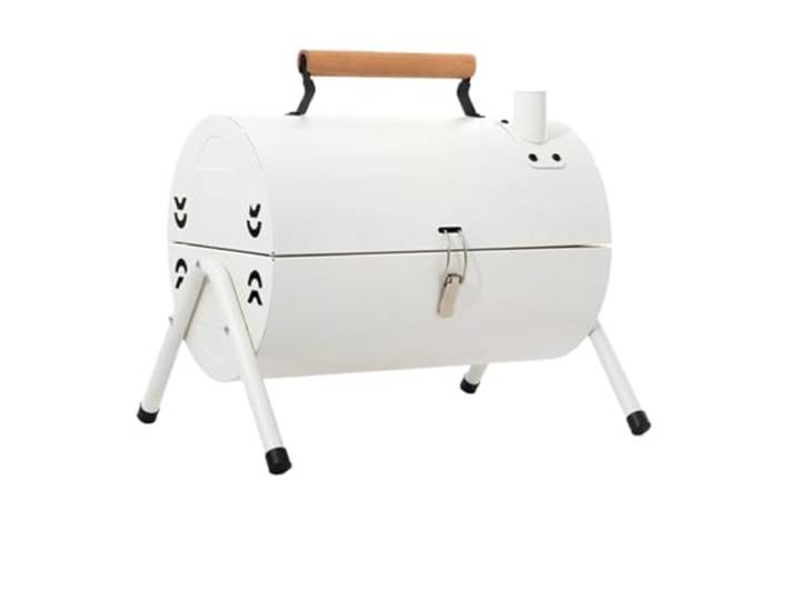 Holzkohlegrill Tragbarer Doppelseiten-Holzkohlegrill Für Den Außenbereich, Tischgrill, BBQ-Grill Für Kochen für Outdoor Garten Party(White)