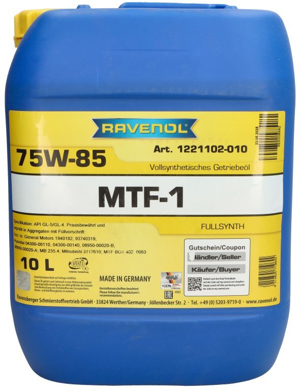 Getriebeöl RAVENOL 1221102 MTF-1 75W85 10L