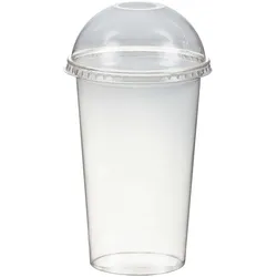 VEPATIM 50x Smoothiesbecher + Domdeckel mit Öffnung 400 ml O 95mm PET glasklar