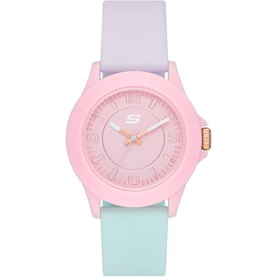 Quarzuhr SKECHERS "ROSENCRANS", grün (mint, helllila), Armbanduhren, Damen, Quarzuhr, Armbanduhr, Damenuhr, Silikonarmband, analog, Mineralglas