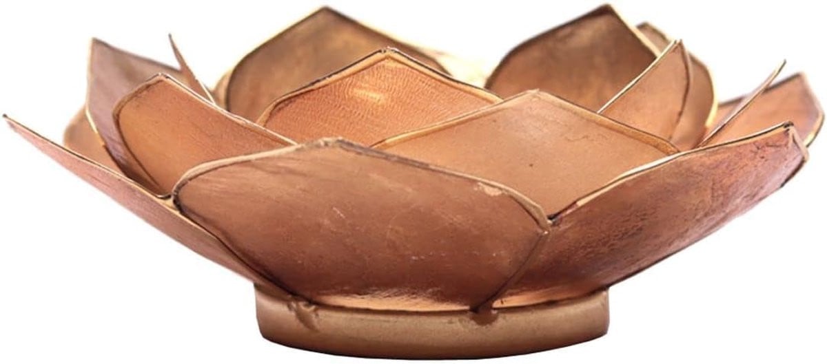 Theelichthouder Lotus Bloem Kandelaar Beige Goud Diameter: 13,5 cm