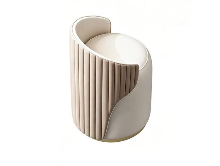 Drehbarer Schminkstuhl, Runder Make-up-Hocker Mit Rückenlehne Massivholzrahmen, ergonomischer Loungesessel, geeignet for Schlafzimmer, Wohnzimmer, Balkon(Khaki)