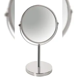 Spirella Schminkspiegel Kosmetikspiegel Standspiegel Badezimmerspiegel "Sydney" 2-Fach Vergrößerung - Ø 17cm - Silber glänzend