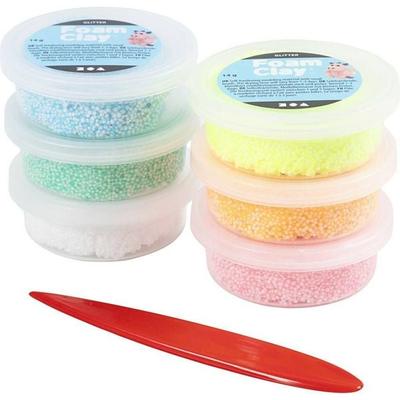 Creativ Company Foam Clay Glitter, Pastellfarben, 6x14g