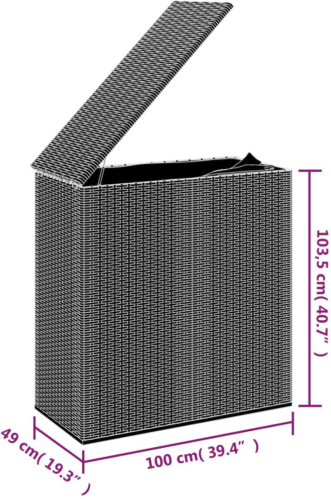 Latitude Run Huckson 100cm W 0L Water Resistant Poly Rattan Deck Box Grey 100 x 49 x 103.5 cm
