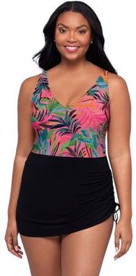 Plus Size Women's Julie Adjustable Skirt Swimdress by Trimshaper in Amazonian Palms (Size 16)