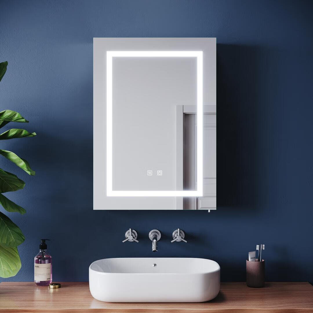Metro Mirrored Bathroom Cabinets with Mirror and 3 Adjustable Shelves White 70mm H