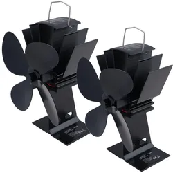 Casativo, Zubehör Kerzen + Kamin, Stromloser Kaminventilator, schwarz, 4 Lüfterblätter, für 65°C - 345°C, 2er-Set