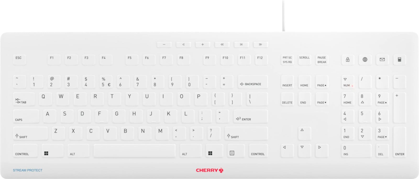 Cherry Stream Protect JK-8502DE-0 bedrade toetsenbord wit