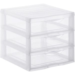 Rotho Schubladenbox 1422000096, Orgamix, A6, 3 Fächer, Kunststoff, geschlossen, transparent