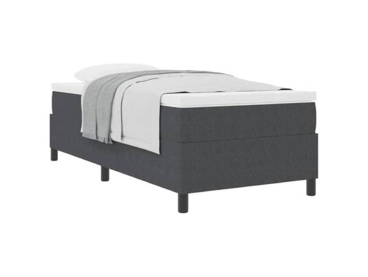 KTHLBRH Boxspringbett dunkelgrau und weiß 90 x 200 cm Struktur aus Holz, feste Latten, Matratze inklusive, mittlere Festigkeit
