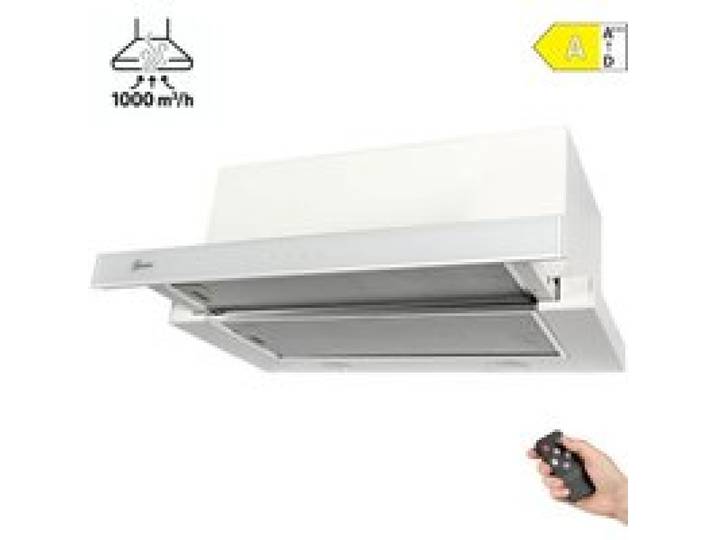 GURARI Hotte aspirante télescopique GCH 117 WH Prime Hotte 60 cm encastrable groupe filtrant intégré Blanc verre 1000m³/h