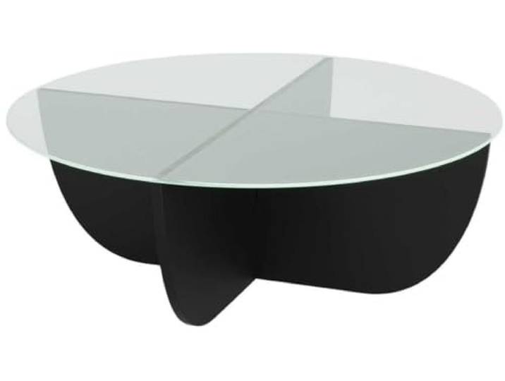 Hanah Home Modern Black Coffee Table, 90 x 90 x 30 cm 100% Tempered Glass Top, 100% Melamine Coated Particle Board Frame Stylish & Durable Design for Any Living Space