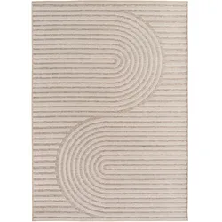 Carpetsale24 Outdoor Teppich Beige 240x340 cm, Wetterfest, ideal für Küche, Balkon, Terrasse, Garten auch Wohnzimmer, Skandinavisches Boho-Design