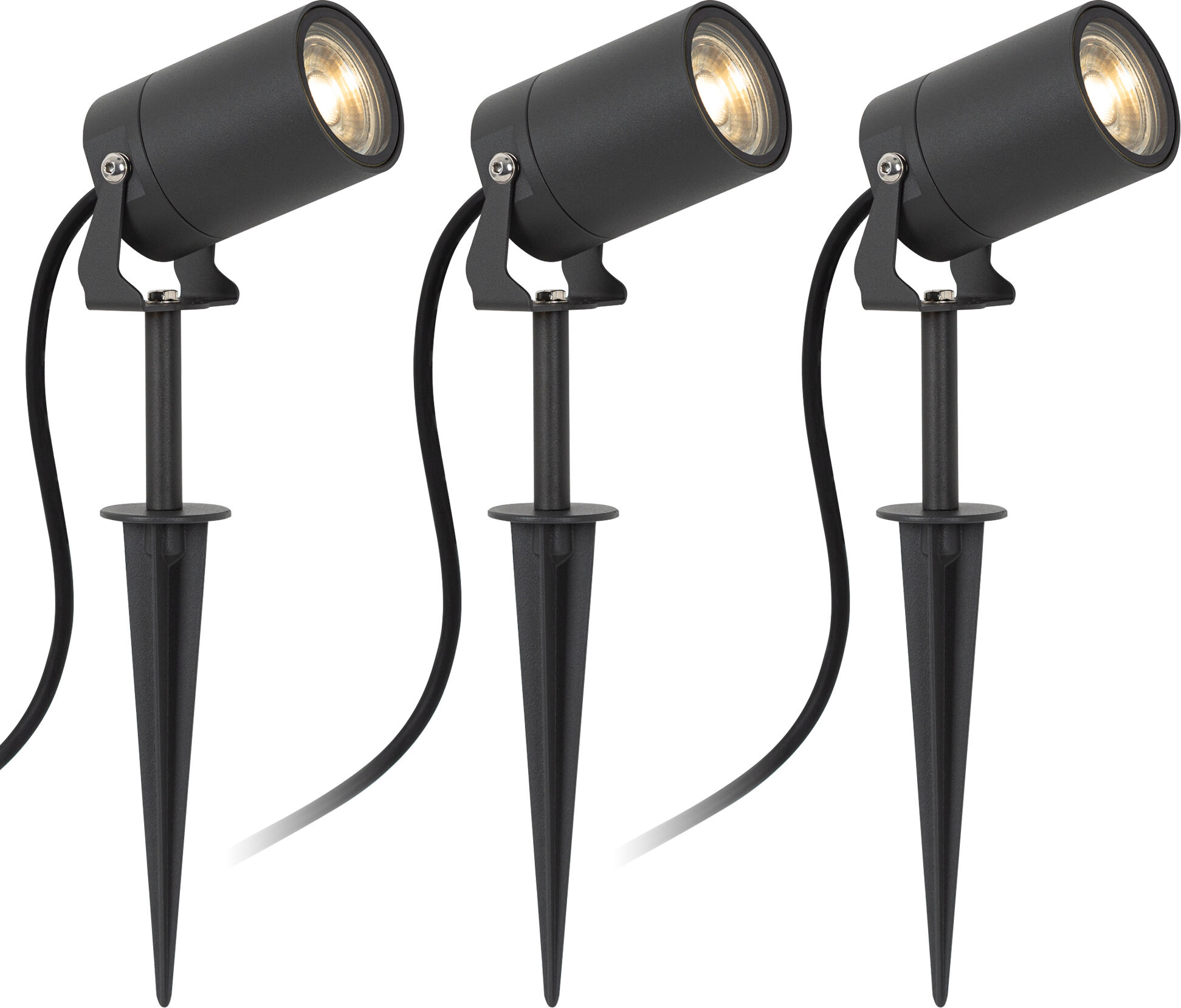 KS Verlichting 3x Stark Tuinspot Antraciet met LED