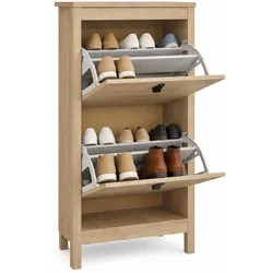 WellHome - Klappbarer Schuhschrank mit 2 Klapptüren in der Farbe Eiche 54 x 25 x 103 cm - Guadalquivir