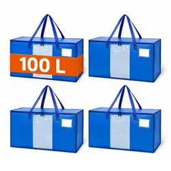 Relaxdays Umzugstasche 100 Liter Blau,Transparent