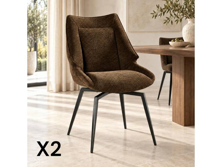 Chaise design en tissu (lot de 2) IENA - Marron