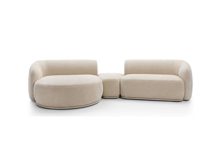 Modulares Ecksofa Bommo L-förmig mit Hocker, linksseitig, beige