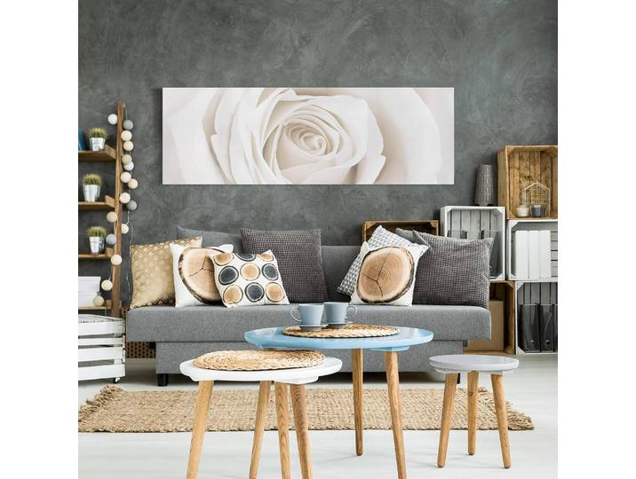 Leinwandbild Pretty White Rose II Kunststoffart: Polyethylen Material: Kunststoff Motiv: Blumen Muster: mit Motiv Weiß 150cm