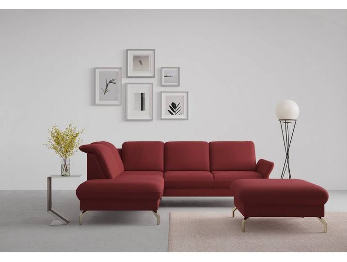 sit&more Ecksofa Fashion L-Form, wahlweise mit Kopfteilverstellung, Vorziehsitz, motorisch, Nickelfüße
