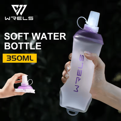 Inspire Picks WRELS Soft Flask Water Bottle BPA Free Folding TPU Sports Bottle With Large Diameter Lightweight purple 350ml