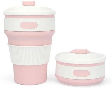 Inspired Deals 350ml Collapsible Silicone Travel Coffee Cup Portable Reusable Folding Mug pink