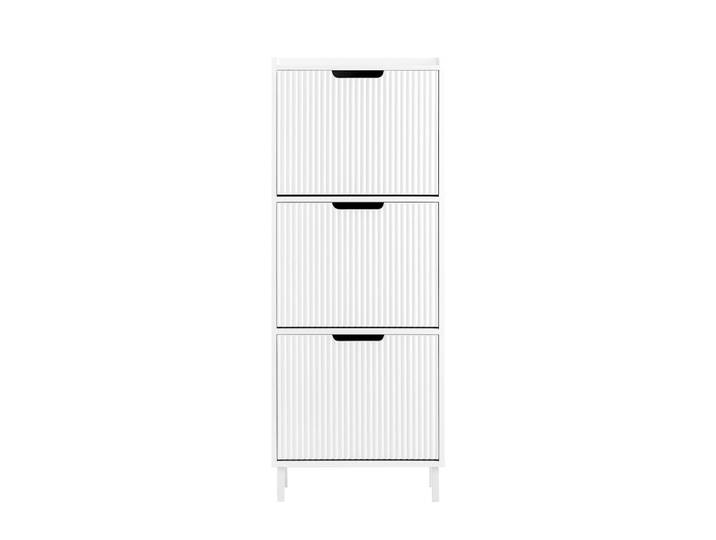 Meuble à chaussures effet bois blanc avec 3 portes abattantes