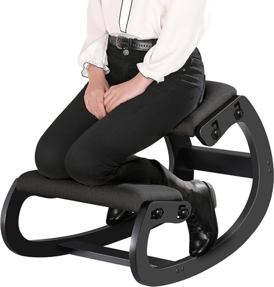 Quvo Ergonomische Kniestoel met Rugleuning - Balansstoel voor Postuurcorrectie - Zwart - B/D/H: 84 x 54 x 53 cm