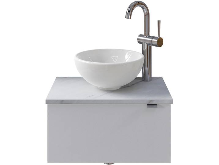 Waschtisch SAPHIR Serie 6915 Waschschale mit Unterschrank für Gästebad, Gäste WC , weiss (weiß glanz, marmor weiß, weiß glanz), B:51cm H:39,8cm T:35cm, Waschtische, Waschtisch, 51 cm breit, 1 Tür, Waschtischplatte, kleine Bäder, ohne Armatur
