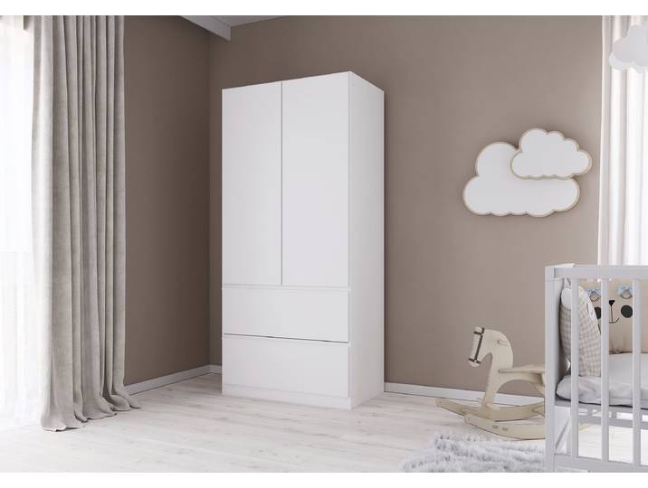 Drehtürenschrank Costa 91cm Weiß/Alpinweiß Premium
