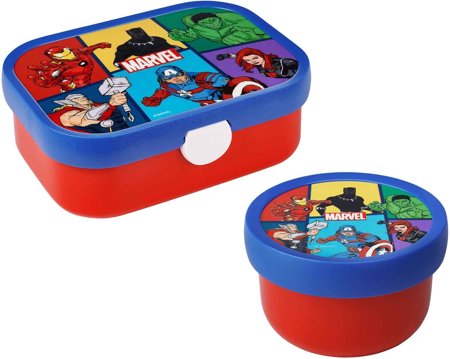 Lunchbox MEPAL "Obst- und Bentobox Avengers Campus 300 & 750 ml bunt", bunt, B:2cm H:2cm L:2cm, Kunststoff, Lebensmittelaufbewahrungsbehälter, Lunchbox