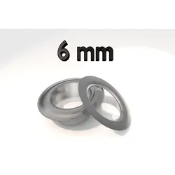 Ösen für Hand Ösenpresse BB-XOEP, Stahl vernickelt, Pack mit 100 Stück 6 mm, Eisen