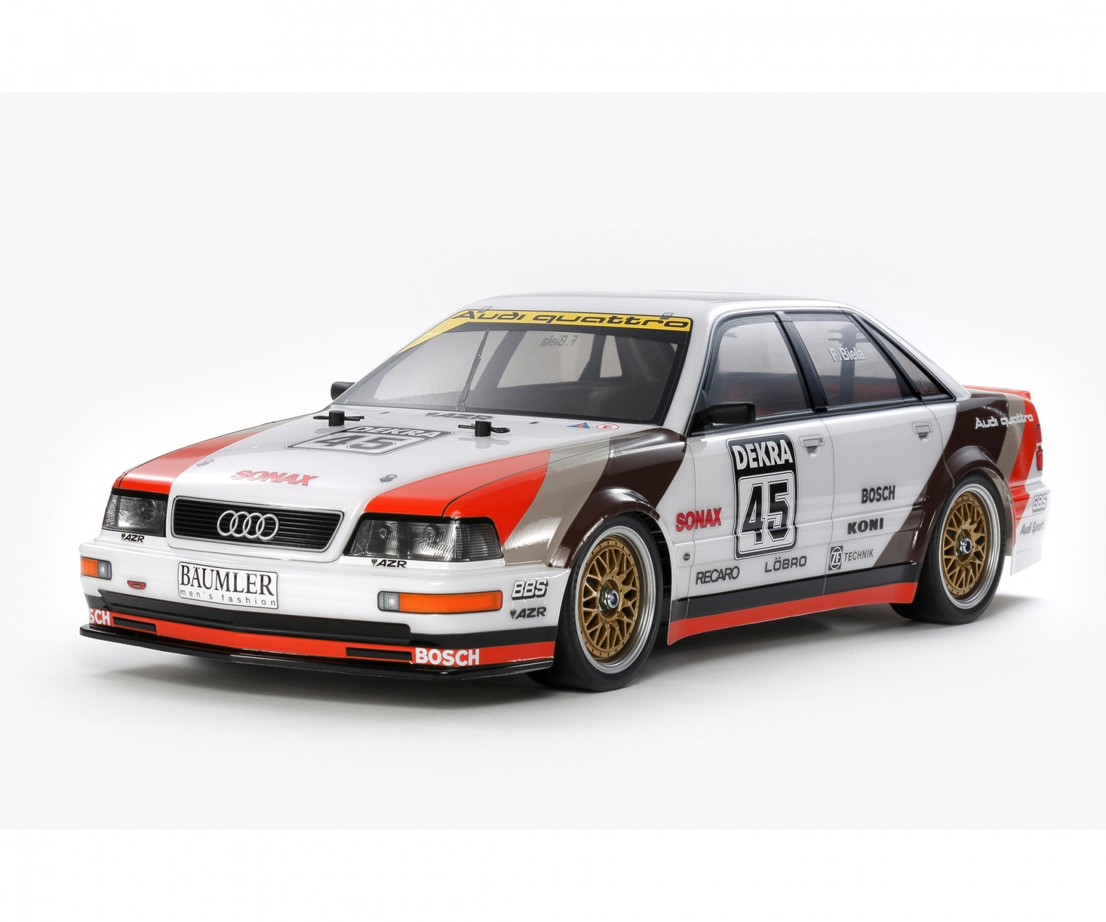 Tamiya RC Audi V8 1:10 TT-02 vierwielaangedreven modelauto bouwdoos toerwagen