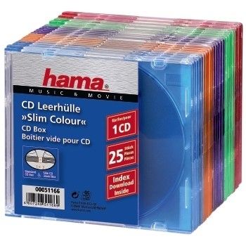 Hama CD Slim Box Pack of 25, Coloured 00051166